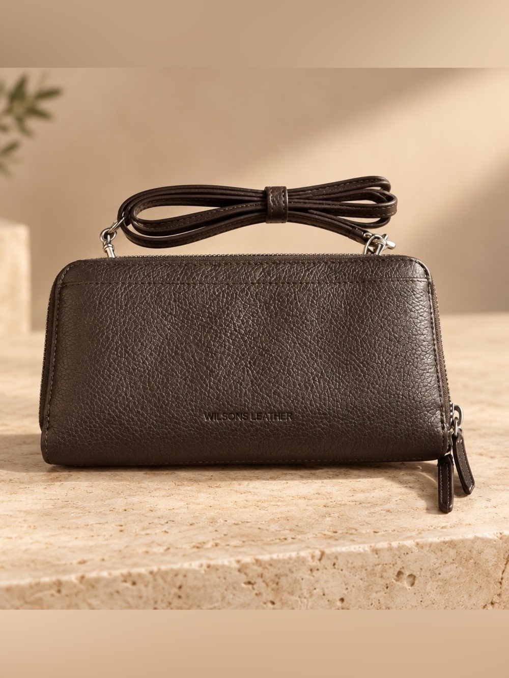 Wilsons Leather Dark Brown Pebbled Leather Crossbody - NWT